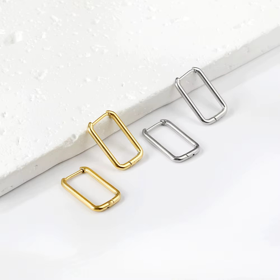 LUXUSTEEL Creolen, Edelstahl, Unisex, rechteckig, U-förmig - Bild 1