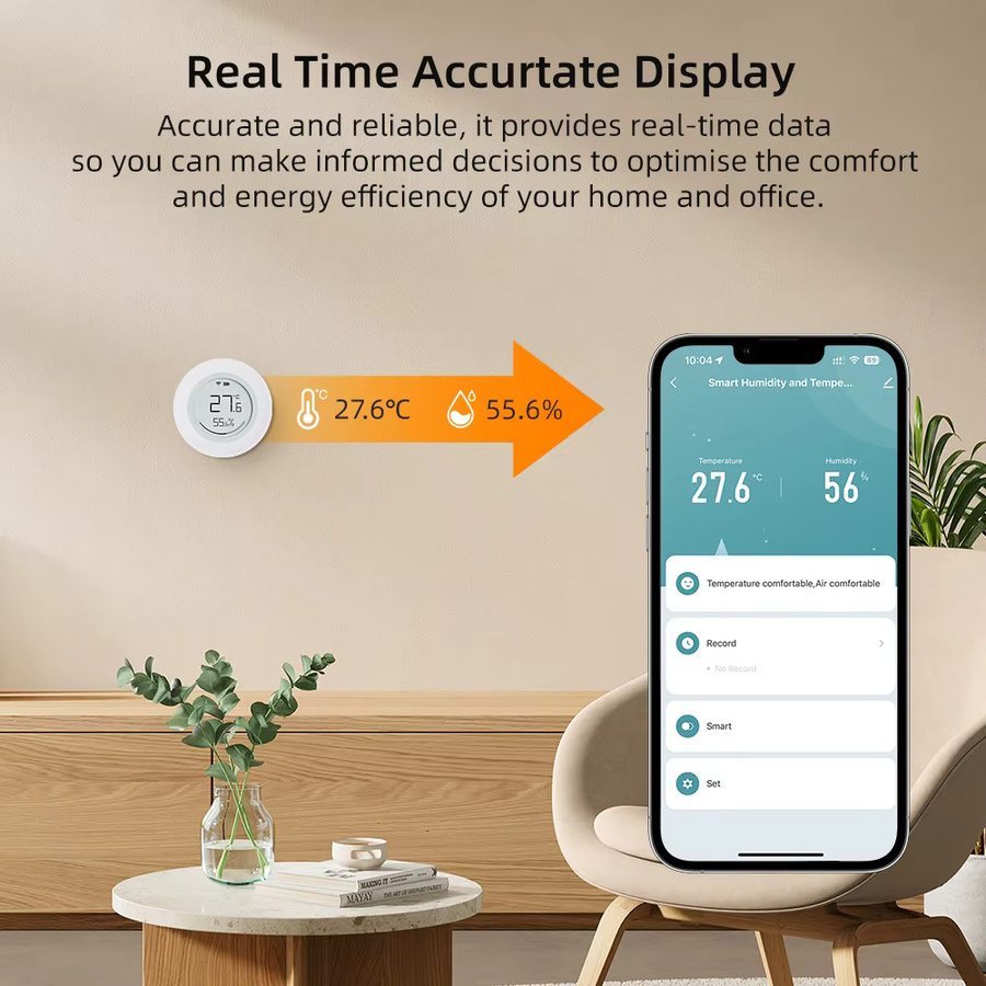 AVATTO Tuya ZigBee Temperatur- und Feuchtigkeitssensor mit E-Ink-Bildschirm in Weiß für Smart Home Automatisierung via App, Alexa und Google Home - Bild 2