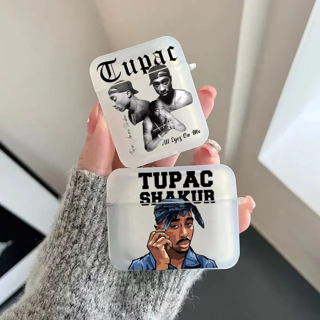 Stoßfeste Kopfhörerhülle im 2Pac Tupac Shakur Design für AirPods Pro und AirPods (1, 2, 3, 4 Generation) in Transparent - Bild 1