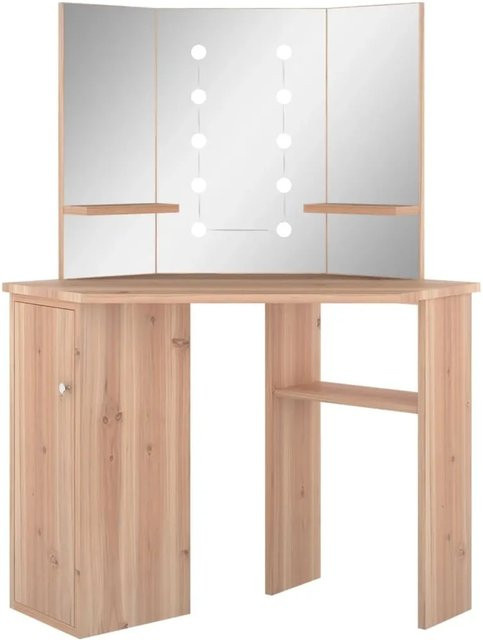 vidaXL Eck-Schminktisch mit LED in Eichen-Optik, B/T/H: 111 x 54 x 141,5 cm - Bild 1