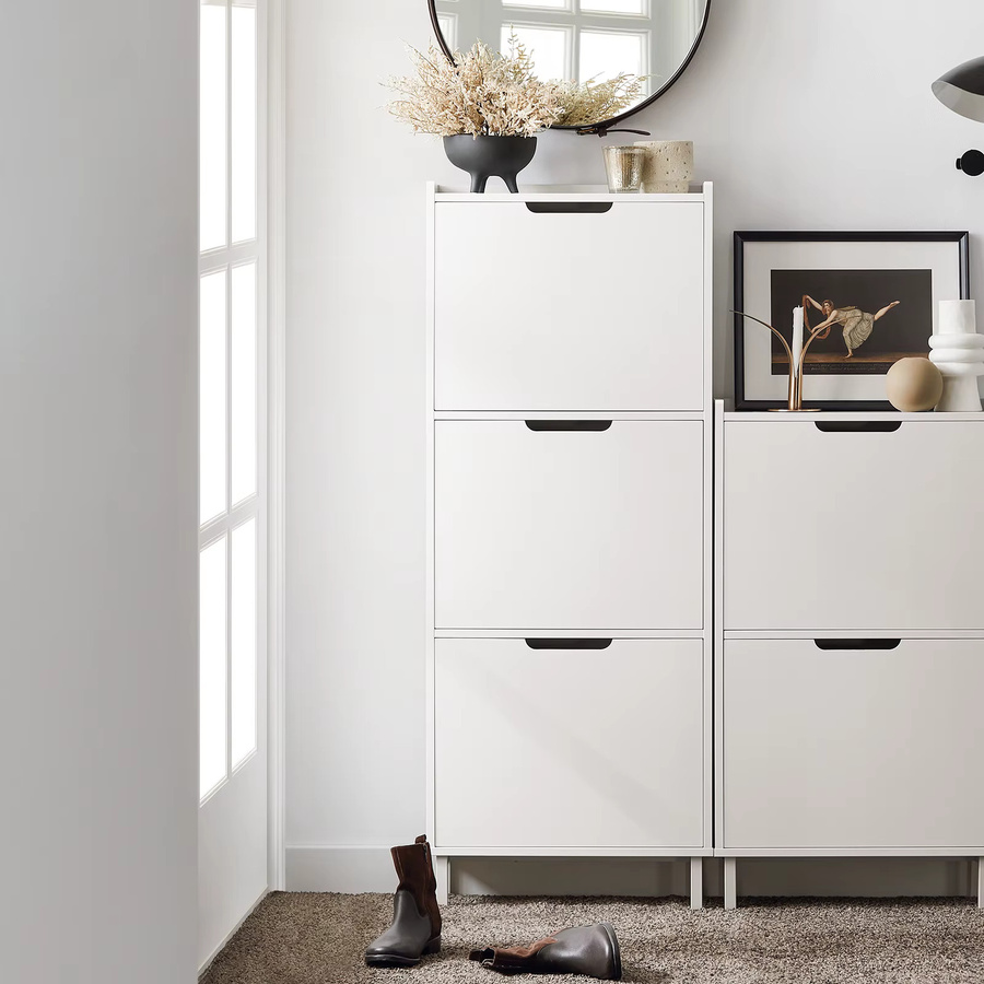 SoBuy Schuhkipper FSR151-H-W Schuhschrank mit 3 Klappen in Weiß - Bild 2