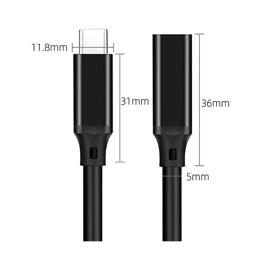 Hannord USB-C Verlängerungskabel Gen2 3.0 mit PD 100W und 4K Unterstützung in Schwarz - Bild 3