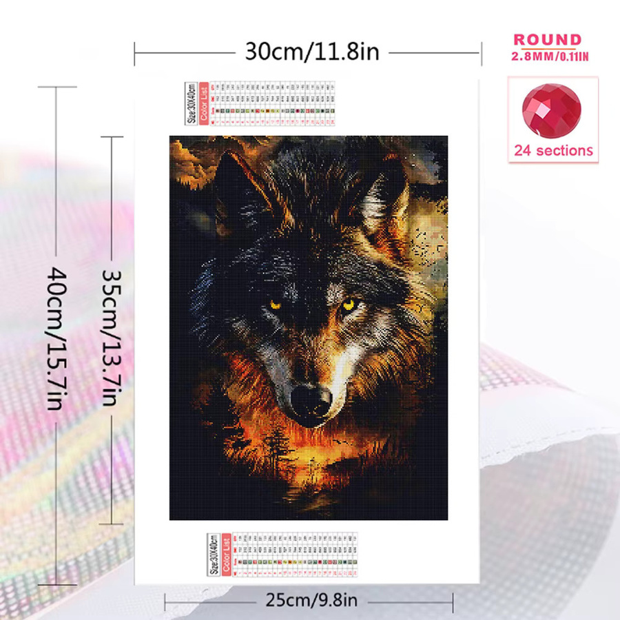 Evershine 5D-Diamantgemälde Wolf als Kreuzstich-Set mit vollen Bohrern in Multicolour, B/H: 30 x 20 cm - Bild 2
