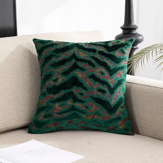 JMG Clothing Jacquard Kissenbezug aus Plüsch in Grün, B/H: 45 x 45 cm - Bild 1