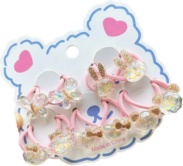 Haargummis Kinder, weiß, transparent, Glitzer, Hase, 2 Stück - Bild 1