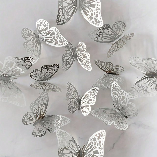 12 Stück Realistische Dekorationsaufkleber MTMA in Silver Gray für Wand, Kühlschrank und Schrank - Bild 1
