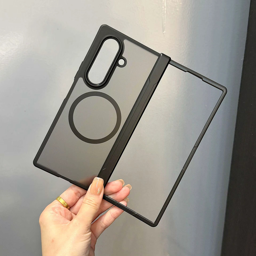 Yichmni MagSafe Schutzhülle für Samsung Galaxy Z Fold 7, transparent und schwarz, stoßfest mit Scharnier-Schutz und magnetischer Ladefunktion - Bild 3