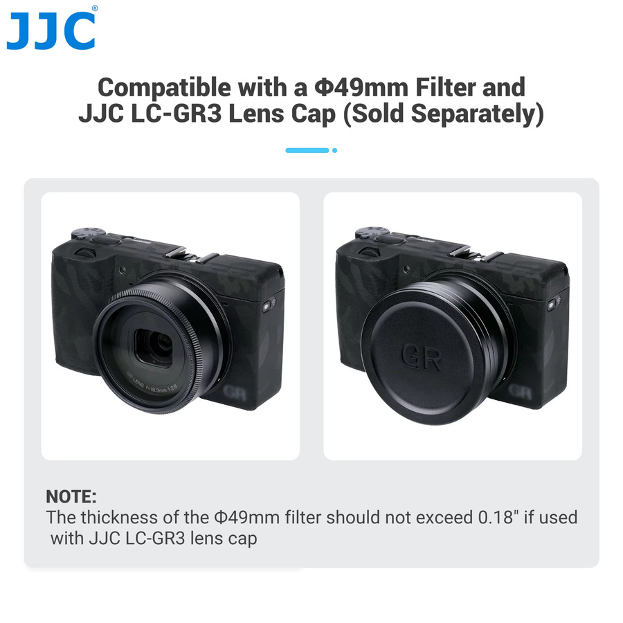 JJC AR-GR3 Objektivfilter-Adapter in Schwarz für Ricoh GR III und Ricoh GR III HDF, kompatibel mit GW-4 Wide Conversion Lens, Filterdurchmesser 49 mm - Bild 2