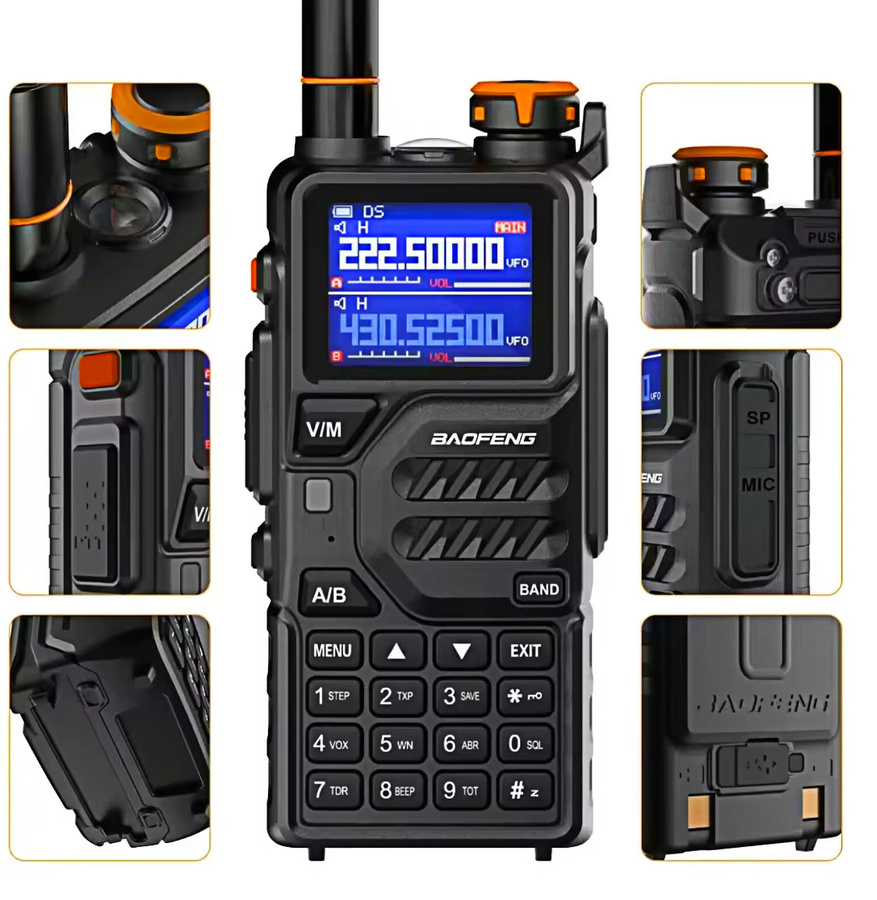 Baofeng K5Plus Walkie-Talkie Handfunkgerät in Schwarz mit 10W, Triband, 999 Kanälen und 2500mAh Akku - Bild 5