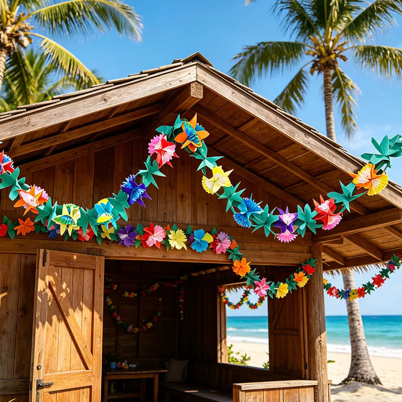ZQNYCY Hibiskus-Blumengirlande aus Papier in Multicolour als tropische Hängeornamente für Sommerpartys, Hochzeiten und Geburtstage - Bild 5