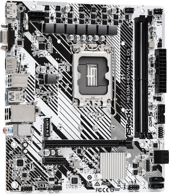 ASRock H610M-HDV/M.2+ D5 Mainboard micro ATX LGA1700 H610 Chipsatz DDR5 NVMe/M.2 USB-C Gigabit LAN Schwarz - Bild 1
