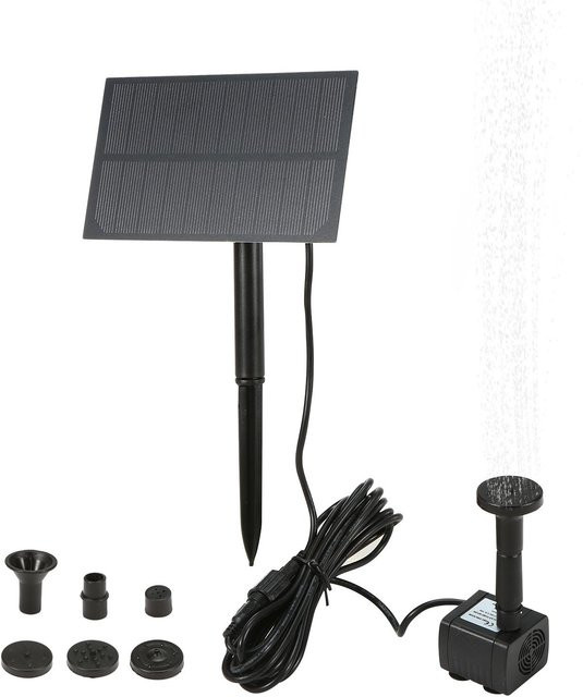 Tooarts Solar-Vogelbad-Brunnen mit Solarpanel und Tauchwasserpumpe zur Wandmontage, Schwarz - Bild 1