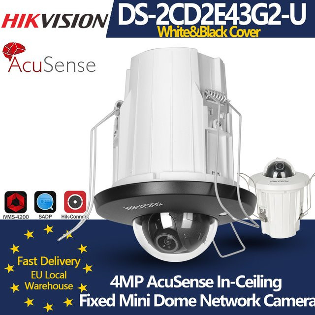 Hikvision DS-2CD2E43G2-U AcuSense Mini-Dome-Netzwerkkamera mit 4MP Auflösung, integriertem Mikrofon, Abdeckung in Weiß und Schwarz - Bild 1