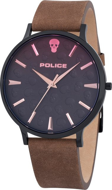 Police Herrenuhr, Quarz, Edelstahl, Leder, 42 mm, Grau - Bild 1