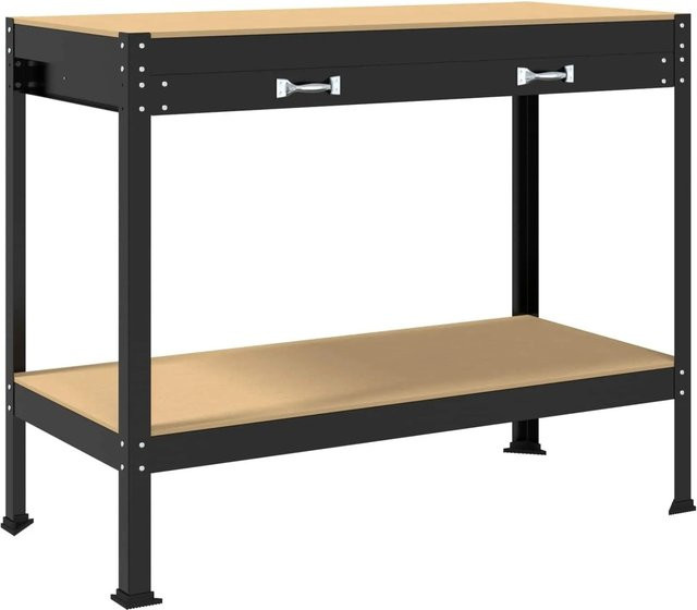 vidaXL Werkbank Schwarz aus Sperrholz und Metall, B/T/H: 114 x 54 x 91 cm - Bild 1
