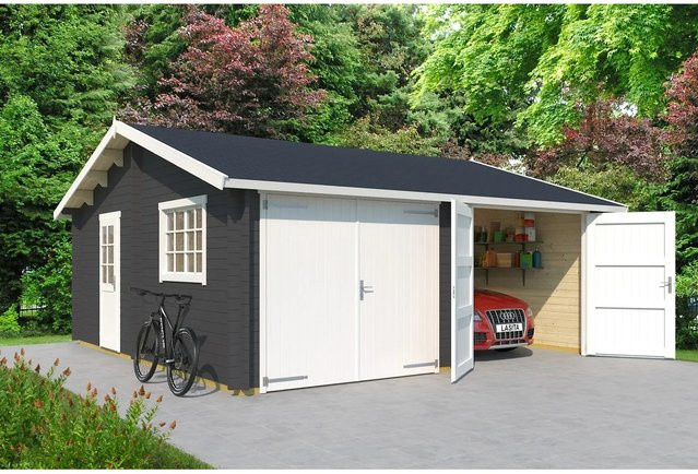 Lasita Maja Doppel-Holzgarage Falkland mit Holztor in Carbongrau, B/T: 575 x 575 cm - Bild 1