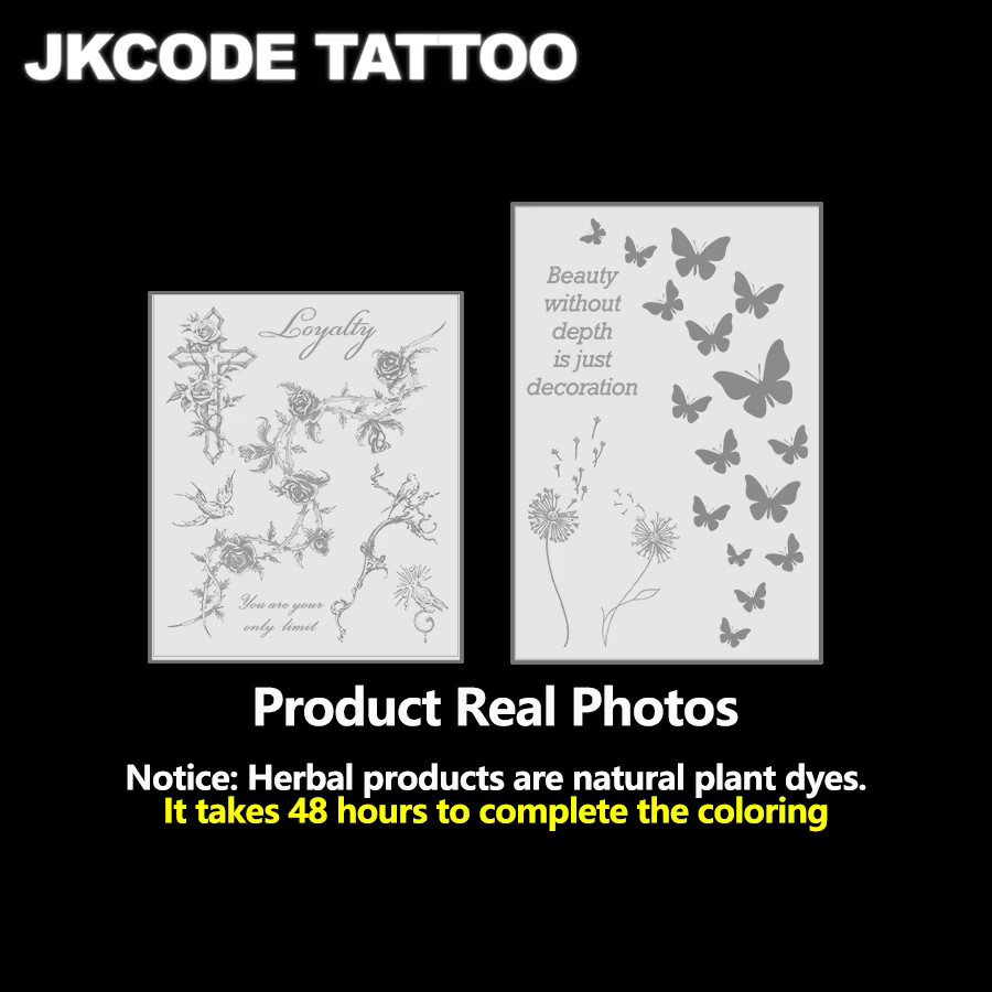 JKCODE TATTOO Henna-Tattoo-Aufkleber Set, 2-teilig, wasserfest - Bild 2