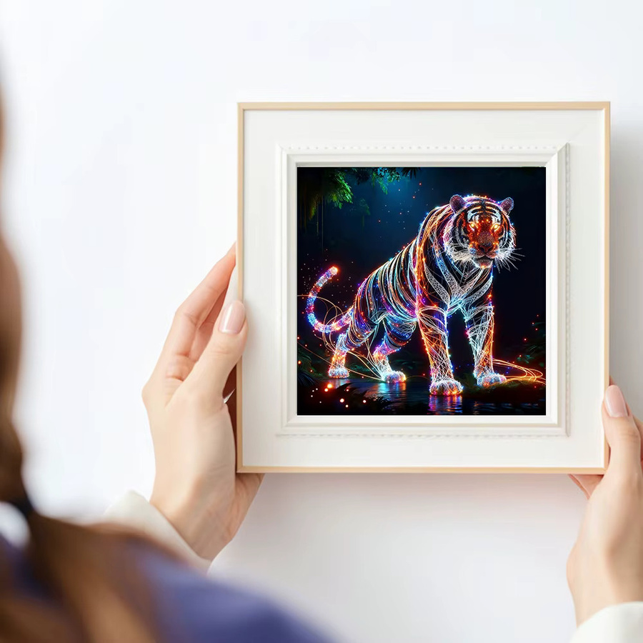 Huacan Rundes Diamantgemälde Tiger Mosaik Tierkunst in Mehrfarbig - Bild 3