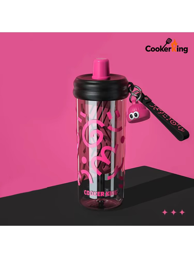 COOKER KING Graffiti-Strohhalmbecher aus Tritan und PP in Schwarz oder Pink, 650 ml - Bild 3