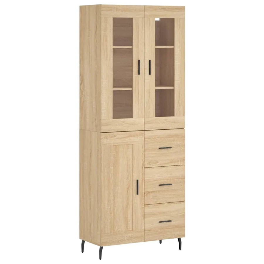 vidaXL Highboard Sonoma Eiche mit Glastüren, B/T/H: 69,5 x 34 x 180 cm - Bild 2