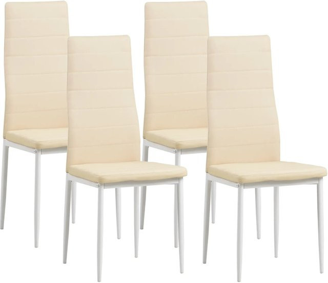 Albatros Esszimmerstühle MILANO 4er Set Beige mit Kunstleder-Bezug und Metall-Gestell - Bild 1