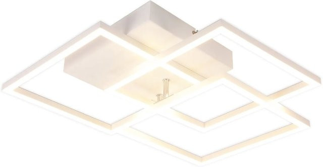 NETTLIFE LED Deckenleuchte aus Metall in Weiß, dimmbar mit Fernbedienung und Timer, quadratisch - Bild 1