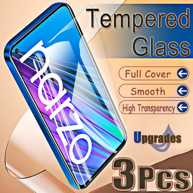 3er-Set gehärtetes Glas für Realme Narzo 30 5G, transparent, Full Coverage Display Schutz mit Fingerabdruck-Entsperrung und Anti-Explosion-Funktion - Bild 1