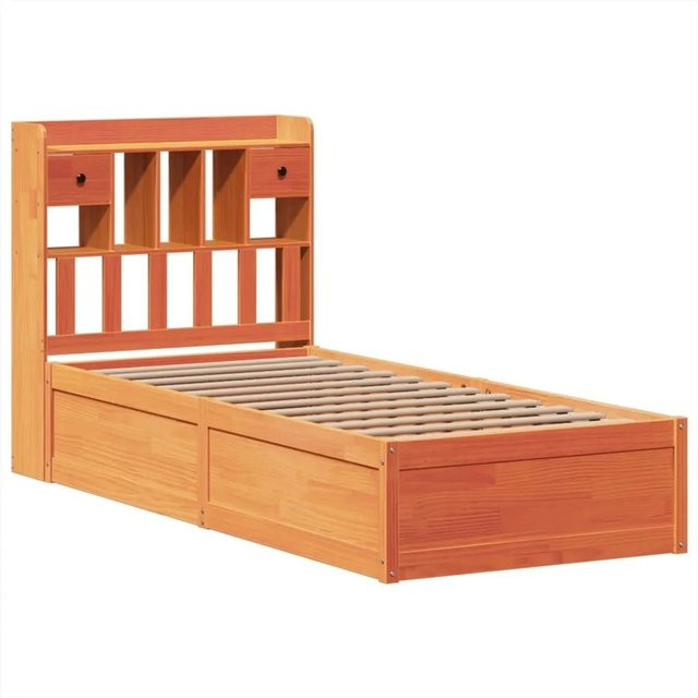 vidaXL Massivholzbett aus Kiefernholz in Braun, rustikales Bett ohne Matratze, Wachsbraun - Bild 1