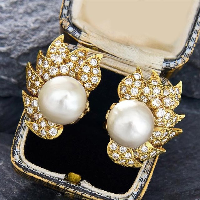 Huitan Ohrstecker, Gold, Perle, Zirkonia, Damen - Bild 1