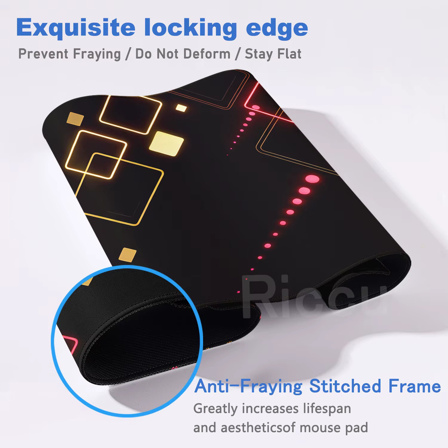 Riccu XXL Gaming-Mauspad mit HD-Druck und geometrischem Design in Multicolour als Schreibtischunterlage für PC und Tastatur - Bild 2