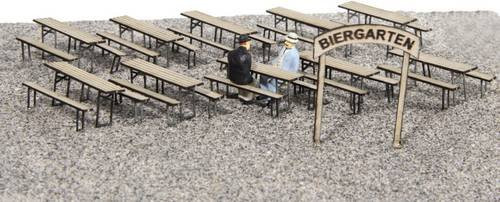 MBZ 80268 H0 Biergartenausstattung Bausatz aus Echtholz unbemalt - Bild 1
