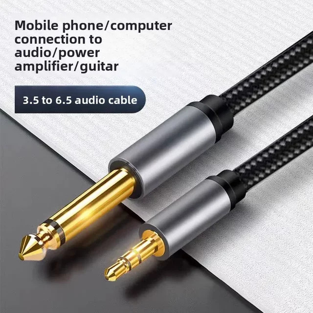Audiokabel 3,5 mm auf 6,5 mm Stecker-zu-Stecker Kabel in Schwarz für Verstärker, Lautsprecher, Laptop und Mikrofon - Bild 1