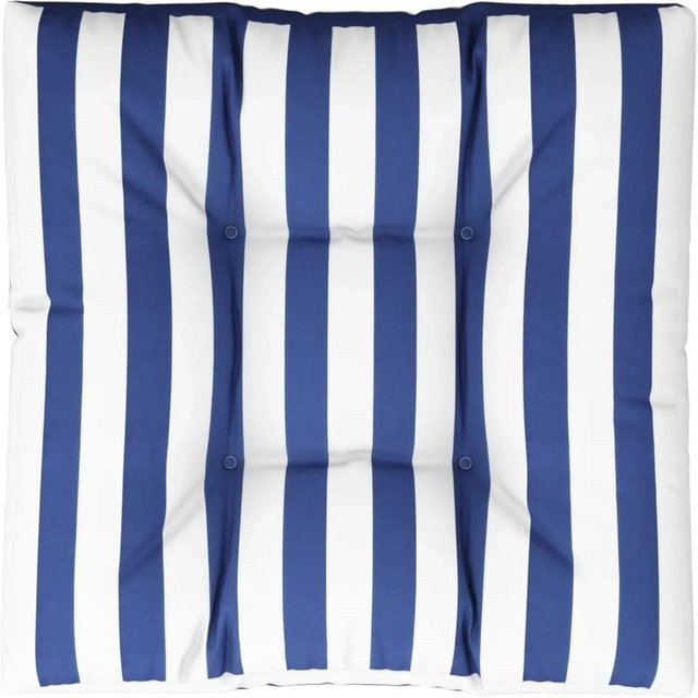 vidaXL Palettenkissen blau weiß gestreift aus Polyester, B/T/H: 70 x 70 x 12 cm - Bild 1