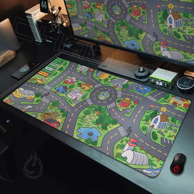 Mairuige Car City Mousepad Old School Childhood City Schreibtischunterlage in Multicolour - Bild 1