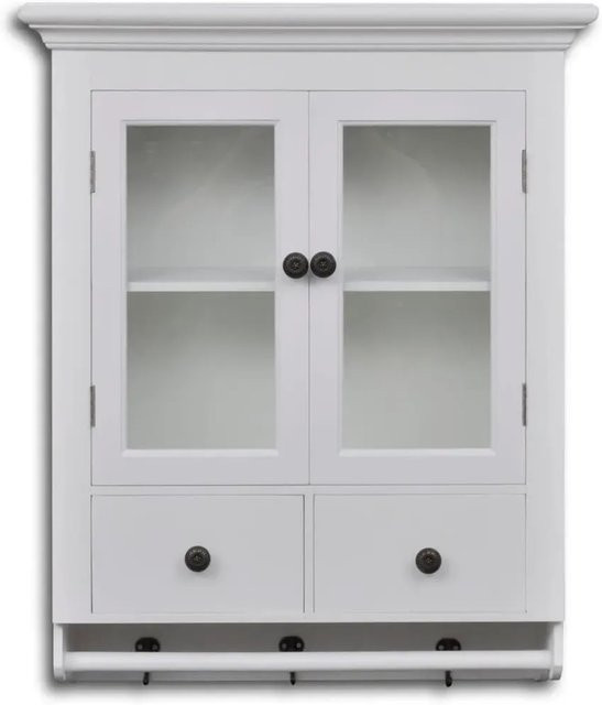vidaXL Küchenhängeschrank in Weiß mit Glastüren und internen Regalen in Antik-Optik - Bild 1