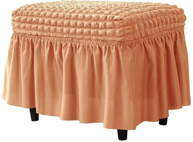 Yiran Furniture Hockerbezug aus Polyester mit elastischem Gummiband, Rechteckig, Orange, B/T/H: 22 x 19 x 6 cm - Bild 1