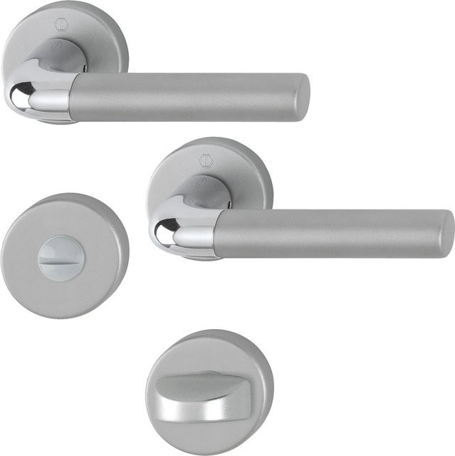 Hoppe Rosetten Garnitur Bremen WC in Silber Matt aus Aluminium und Stahl - Bild 1