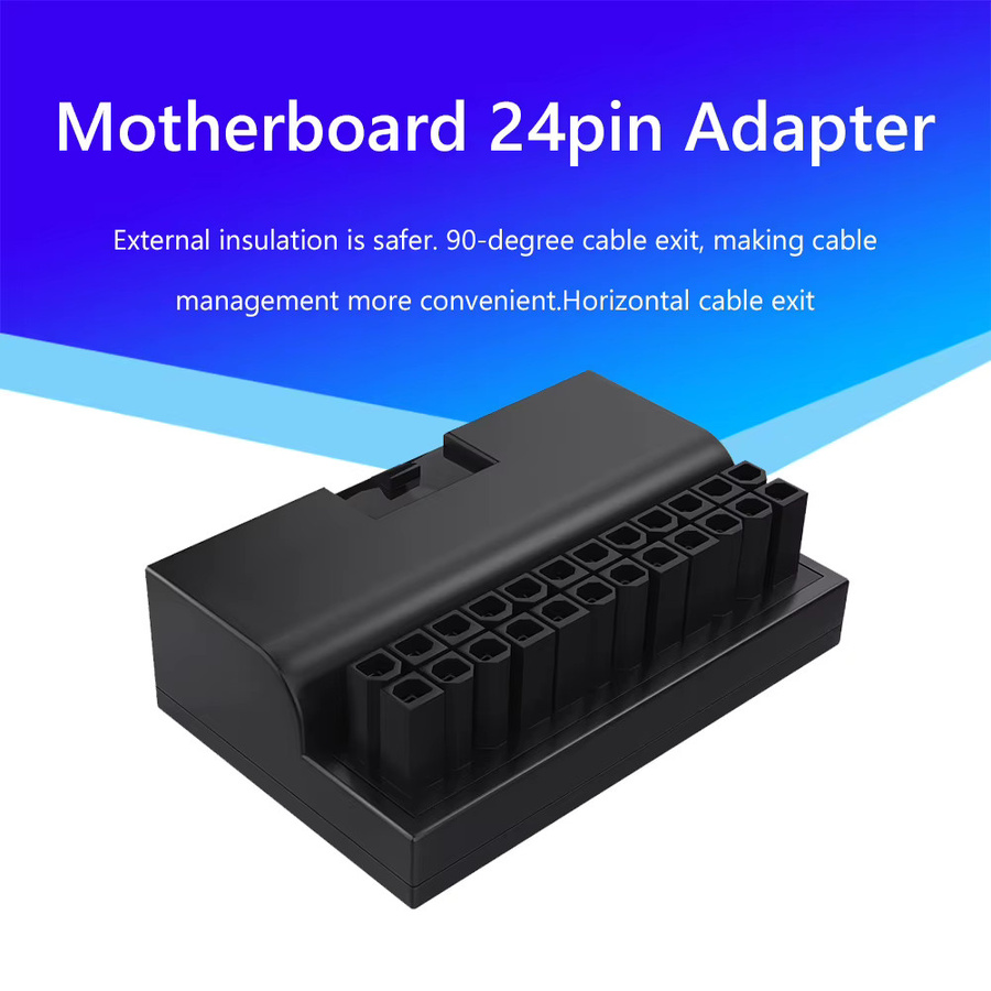 ATX 24-poliger 90-Grad-Netzstecker-Adapter in Schwarz für Mainboard und Netzteil zur optimalen Stromversorgung - Bild 4