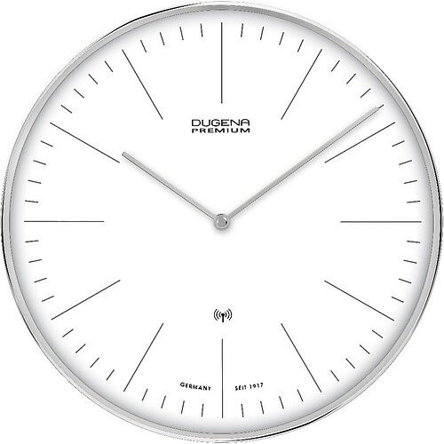Dugena Wanduhr 7000999 analog radio-controlled in Silber und Weiß, rund und modern - Bild 1