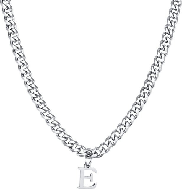 Vnox Buchstabenkette, Edelstahl, Silber, Unisex, 50 cm - Bild 1