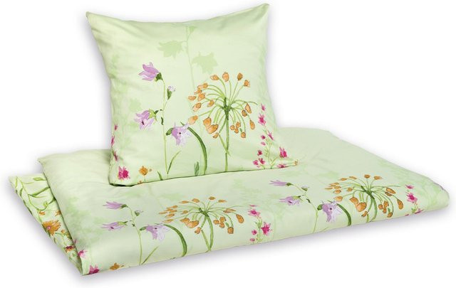 Inspiration Home Olivi Mako-Satin Bettwäsche aus Baumwolle in Weiß, B/H: 135 x 200 cm mit 80 x 80 cm Kissenbezug - Bild 1