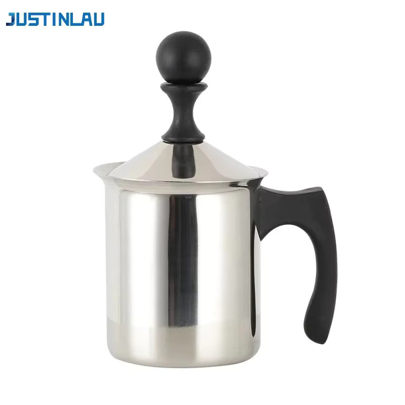 JUSTINLAU Milchaufschäumkrug aus Edelstahl mit Bakelit-Griff in Silber, 400/800 ml - Bild 2