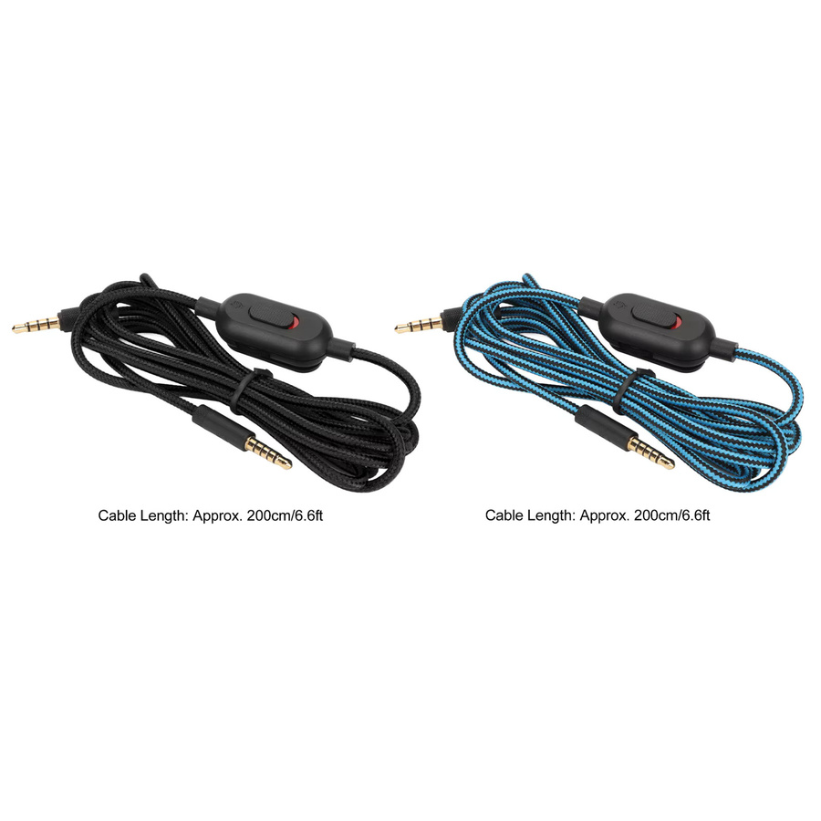 Gaming-Headset-Kabel für Logitech G Pro, G Pro X, G433 und G233 mit Lautstärkeregelung und Stummschaltung, schwarz, gewebtes Kopfhörerkabel - Bild 1