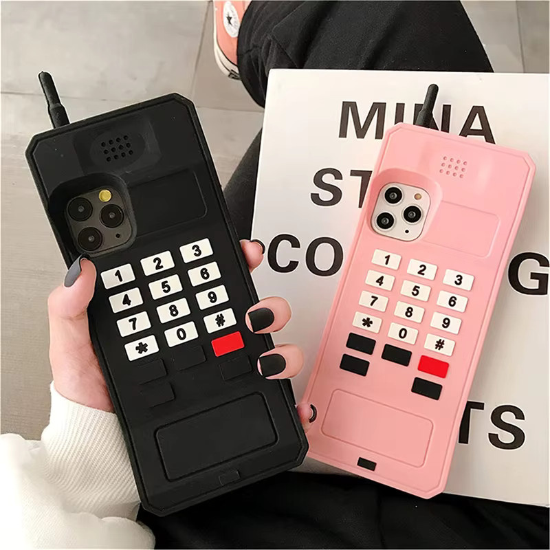 Kawaii Retro Telefon Silikonhülle für dein Apple iPhone in Pink - Bild 1
