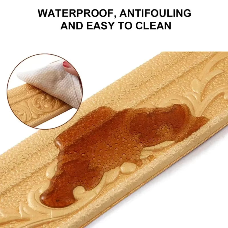 Selbstklebende 3D-Wandverkleidung in Linienoptik, wasserdichte Sockelleiste als Wandaufkleber für deine Raumdekoration, Mehrfarbig, Länge: 230 cm - Bild 2