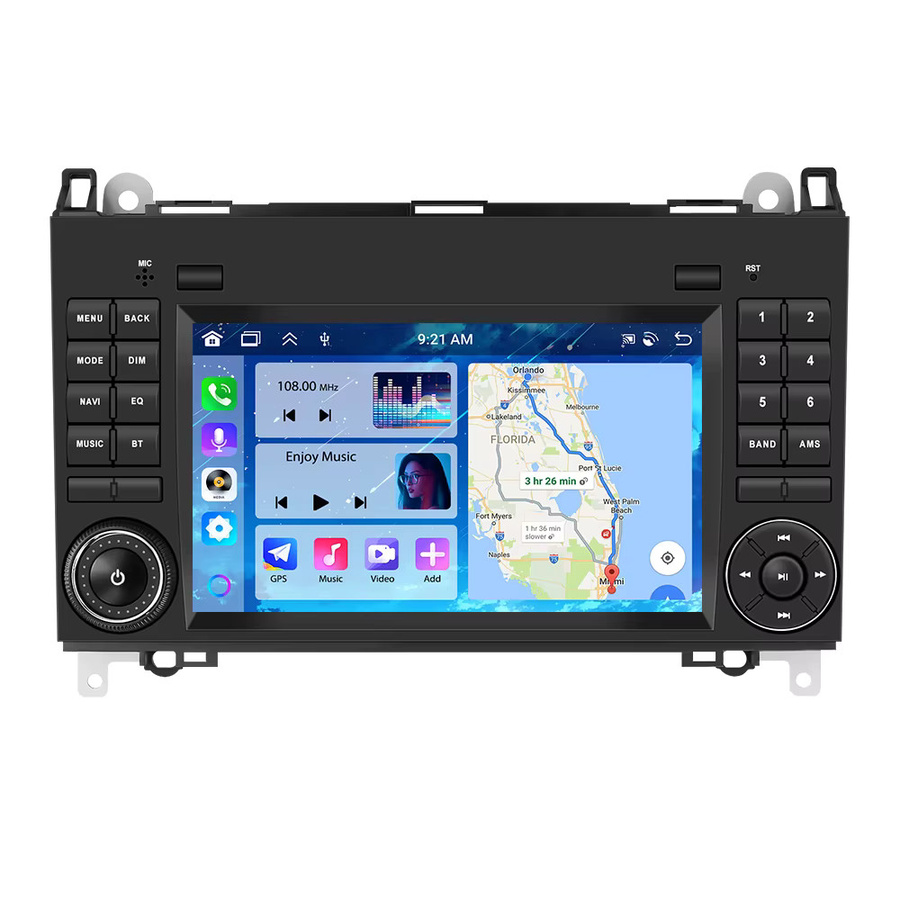 Podofo 2DIN Carplay Autoradio für Mercedes Benz B200 Sprinter A-Klasse mit 64G Speicher, GPS, Android Auto, WIFI und Mirror Link in Schwarz - Bild 5