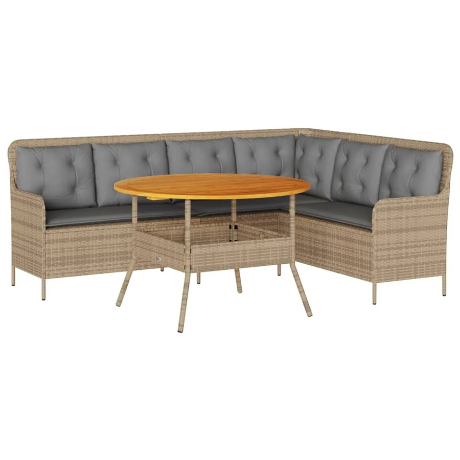 vidaXL 2-teilige Garten-Sofagarnitur mit Kissen und Couchtisch aus Poly Rattan in Beige - Bild 2