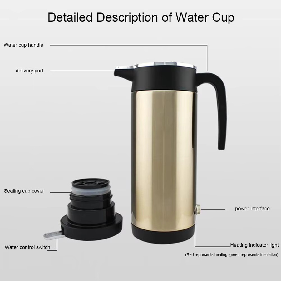 ATUOTIN Auto-Wasserkocher mit Sieb, tragbarer Wassererhitzer für 12/24 V, 1200 ml, Edelstahl, mit automatischer Abschaltung - Bild 3