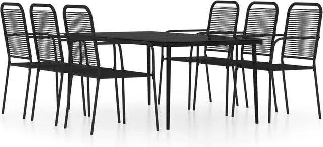 vidaXL 7-teilige Garten-Essgruppe aus Stahl und Glas in Schwarz - Bild 1