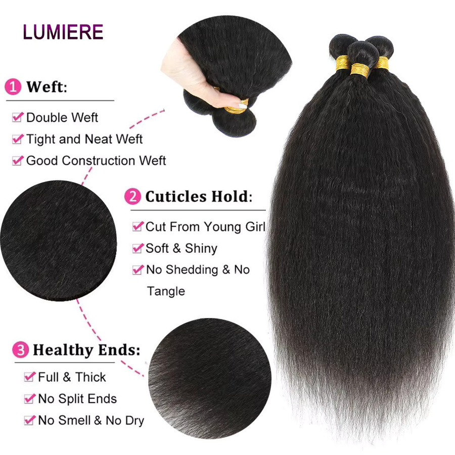 Lumiere Hair Kinky Yaki Echthaar-Bündel, Brasilianische Haarverlängerung - Bild 2